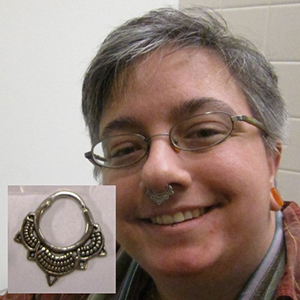 Silver and White Metal Lotus Septum Clicker Customer Photo